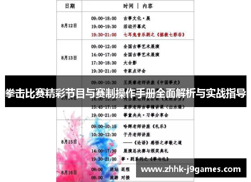 拳击比赛精彩节目与赛制操作手册全面解析与实战指导